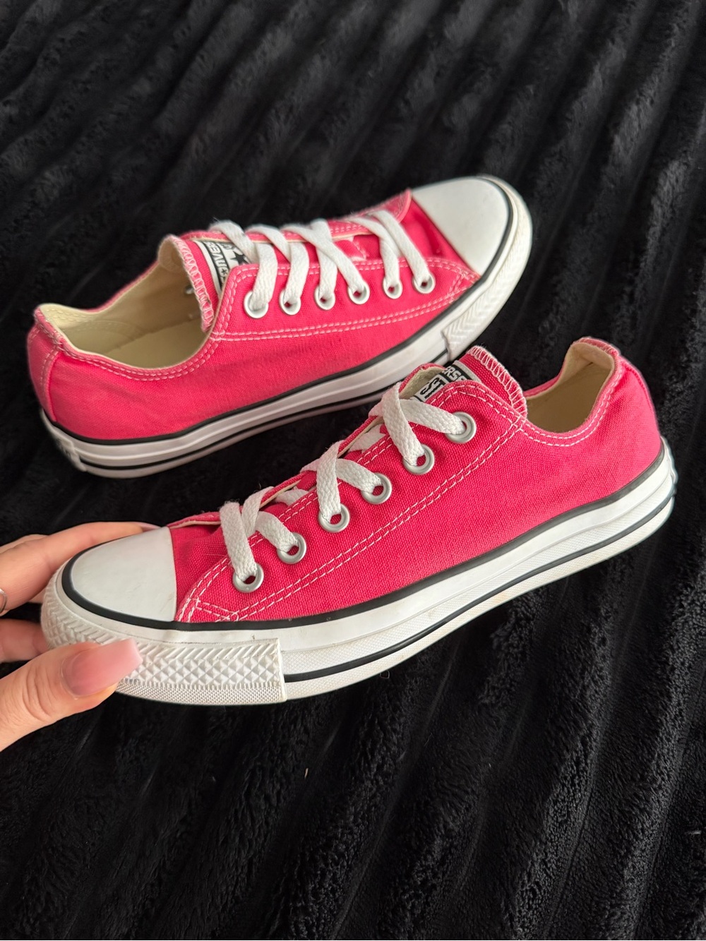 Converse All Star Low Top Sneakers - Bright Pink with White - Picture 3 of 5